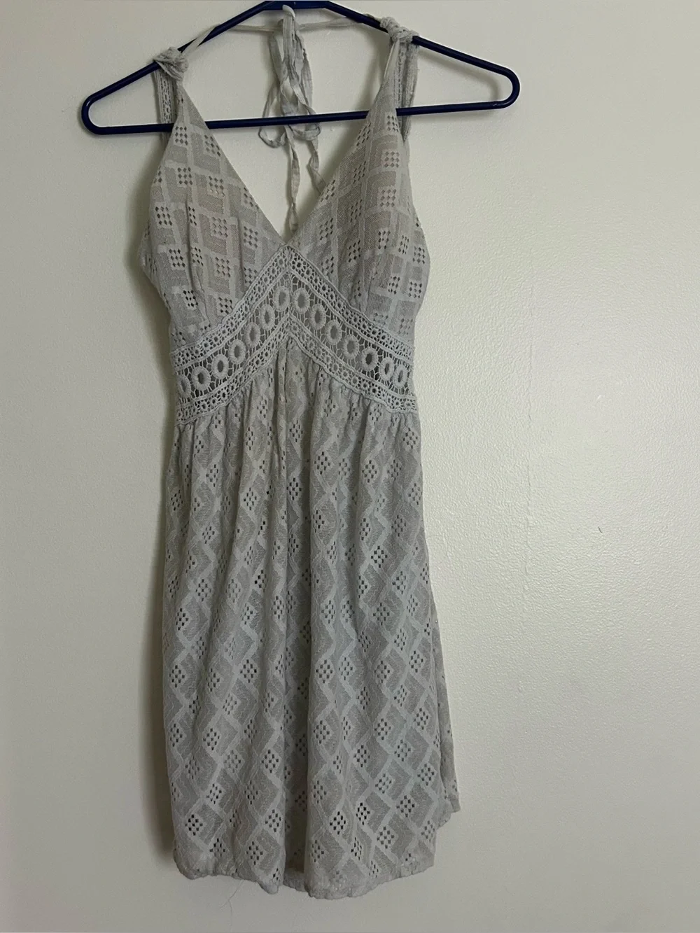 Grey/Blue Lace Halter Backless Dress - Picture 1 of 7